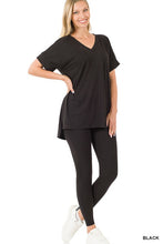 Load image into Gallery viewer, Black Microfiber Loungewear Set