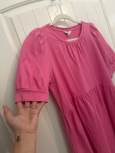 135. Pink Knit Puff Sleeve Dress Size S (GUC)