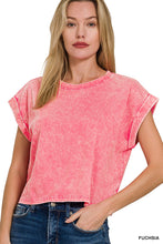 Load image into Gallery viewer, Washed Cotton Cuffed Short Sleeve Top (2 COLOR OPTIONS)