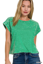 Load image into Gallery viewer, Washed Cotton Cuffed Short Sleeve Top (2 COLOR OPTIONS)