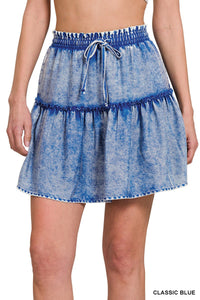 Tencel Washed Tiered Mini Skirt