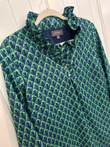 138. Sawyer Green Ruffle Neck Dress Size S (VGUC)
