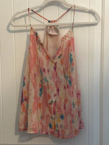 156. Watercolor Chiffon Tank Size L (VGUC)