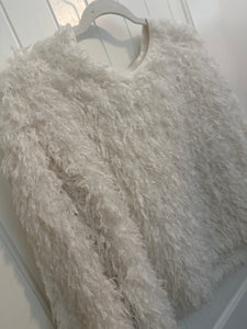 64. White Faux Feathers Sweater Size M (GUC)