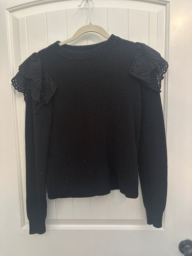 105. Black Eyelet Sweater Size S (VGUC)