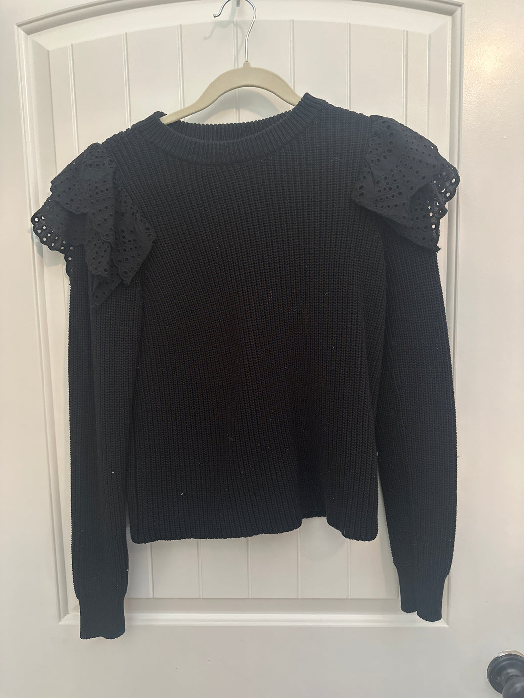 105. Black Eyelet Sweater Size S (VGUC)