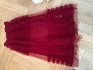 126. ZARA Crimson Sheer Skirt Size M (VGUC)