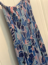 Load image into Gallery viewer, 54. Blue Floral Strapless Smocked Maxi Size XS (fits like a M) (VGUC)