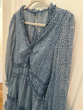 Load image into Gallery viewer, 91. Blue Leopard LS Dress Size M (VGUC)