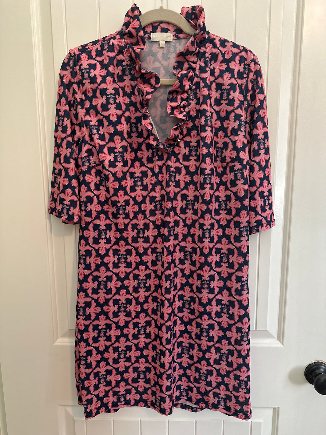 148. Simply Southern Ruffle Neck Dress Size L (VGUC)