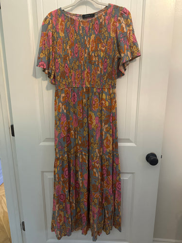49. Fall Floral SS Maxi Size L (VGUC)