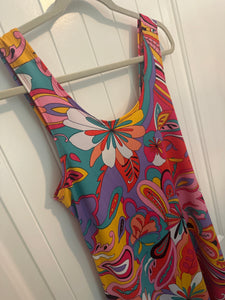 52. Retro Floral Dress Size L (VGUC)