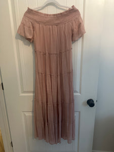 153. Mauve Off Shoulder Dress Size M (VGUC)
