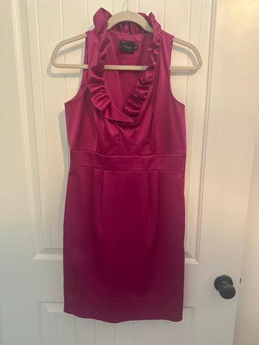 42. Just Taylor Magenta Ruffle Neck Dress Size 6 (GUC)