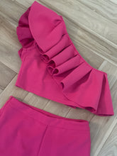 Load image into Gallery viewer, 105. Pink Pants and Ruffle Top Size M (VGUC)
