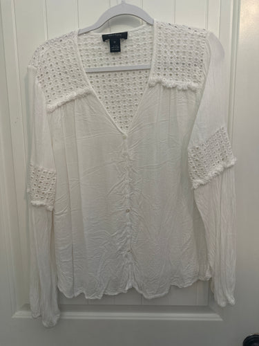 111. White LS Top Size M (VGUC)