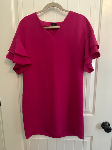 146. Hot Pink Ruffle Sleeve Dress Size S (VGUC)