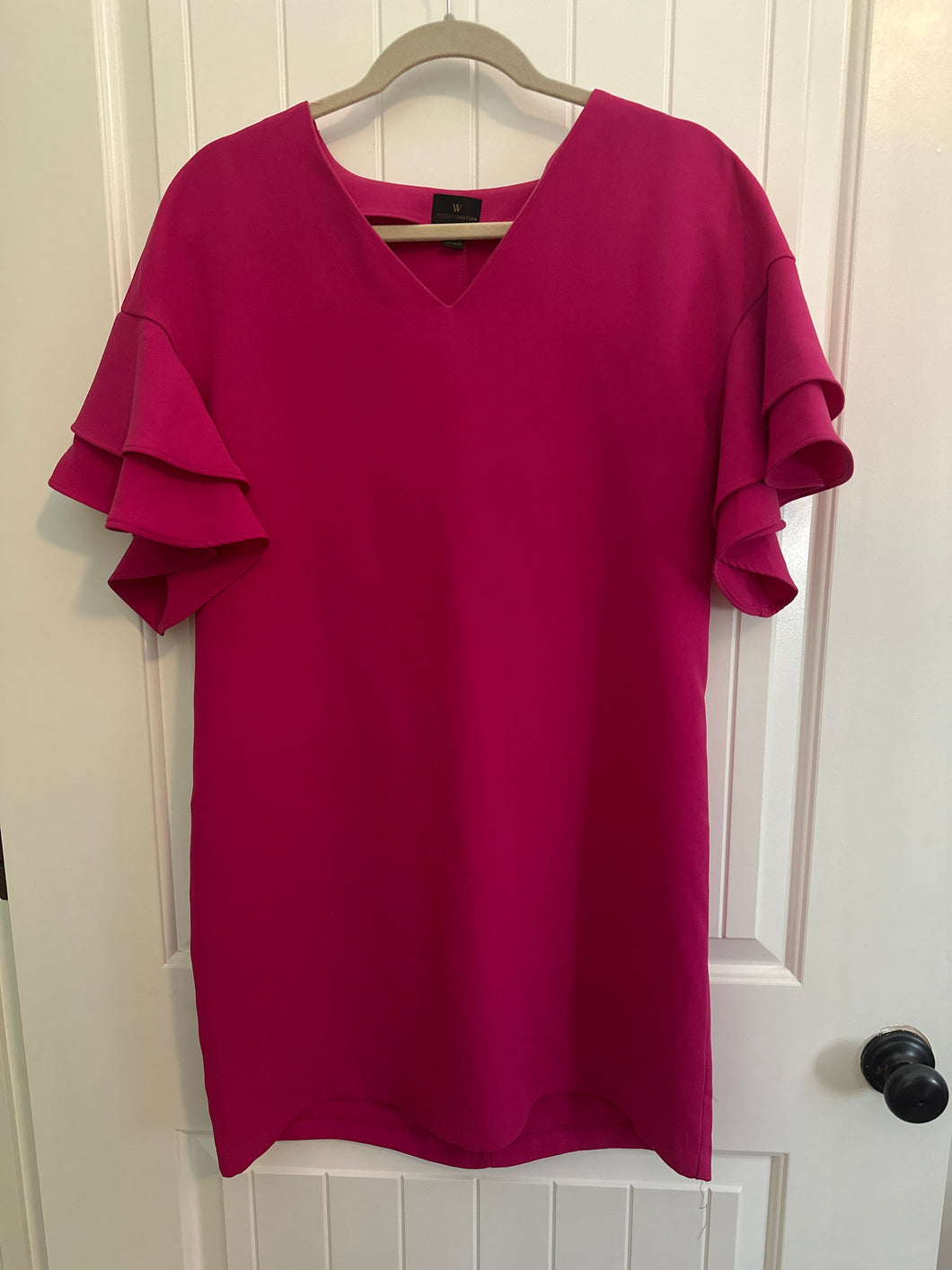 146. Hot Pink Ruffle Sleeve Dress Size S (VGUC)
