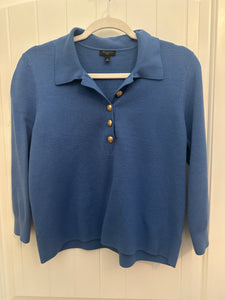 109. Talbots Blue Knit Blouse Size LP (VGUC)