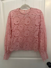 Load image into Gallery viewer, 110. Pink Lace Blouse Size L (VGUC)