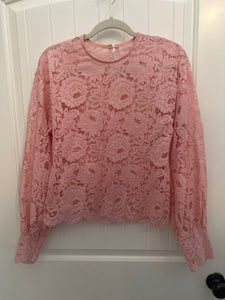 110. Pink Lace Blouse Size L (VGUC)