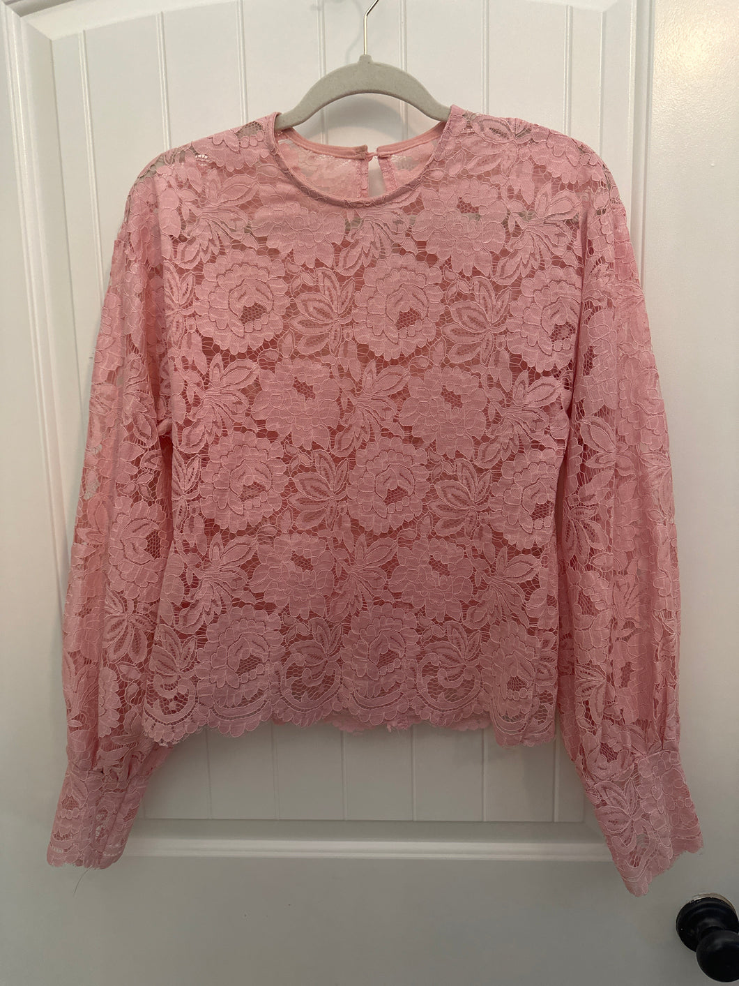 110. Pink Lace Blouse Size L (VGUC)