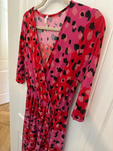 Load image into Gallery viewer, 92. Pink/Red Leopard Wrap Dress Size S (VGUC)