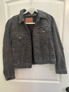 144. Levi’s Black Spotted Denim Jacket Size L (VGUC)