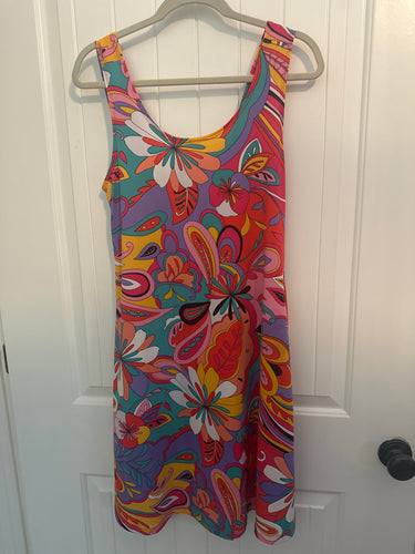 52. Retro Floral Dress Size L (VGUC)