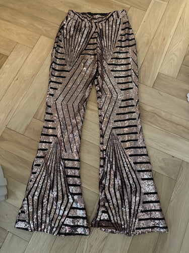 84. Gold Sequin Bell Bottom Pants Size M (VGUC)