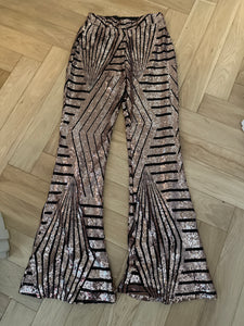 84. Gold Sequin Bell Bottom Pants Size M (VGUC)