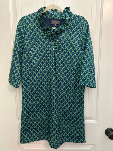 138. Sawyer Green Ruffle Neck Dress Size S (VGUC)