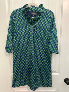 138. Sawyer Green Ruffle Neck Dress Size S (VGUC)