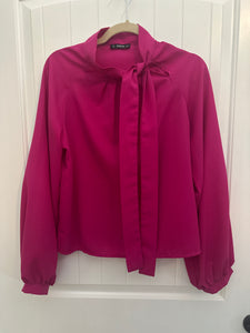 115. Pink Neck Tie Blouse Size M (VGUC)