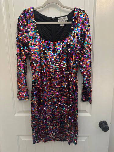 106. Vintage Colorful Sequin Dress Size 6 (VGUC)