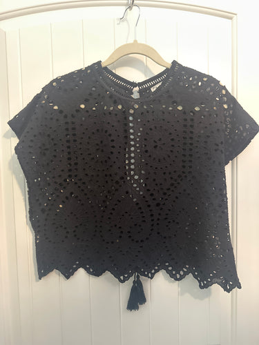13. Black Eyelet SS Too Size M (VGUC)