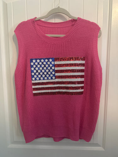 22. Pink Flag Sweater Tank Size XL (VGUC)