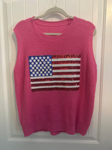22. Pink Flag Sweater Tank Size XL (VGUC)