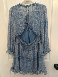 91. Blue Leopard LS Dress Size M (VGUC)