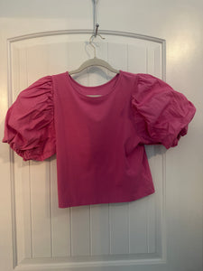 9. Pink Puff Sleeve Top Size M (GUC)