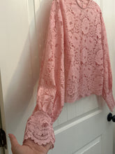 Load image into Gallery viewer, 110. Pink Lace Blouse Size L (VGUC)