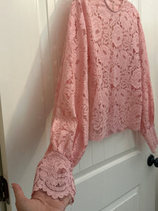 110. Pink Lace Blouse Size L (VGUC)