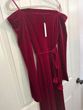 Load image into Gallery viewer, 139. Burgundy Velvet Off Shoulder Maxi Size L (NWT)
