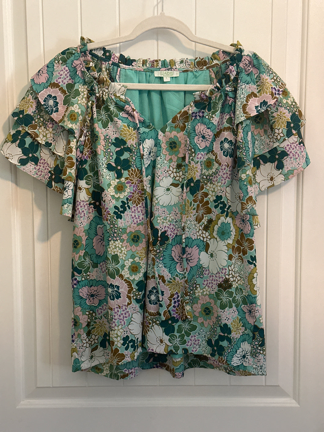 18. Retro Floral Blouse Size L (VGUC)