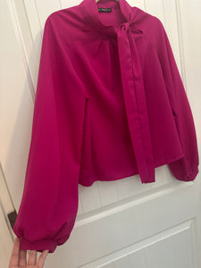 115. Pink Neck Tie Blouse Size M (VGUC)