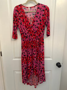 92. Pink/Red Leopard Wrap Dress Size S (VGUC)