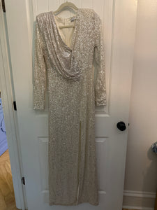46. Bella & Bloom Silver Sequin Gown Size L (VGUC)