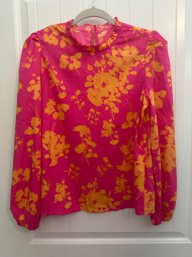 133. Pink/Orange Blouse Size M (VGUC)