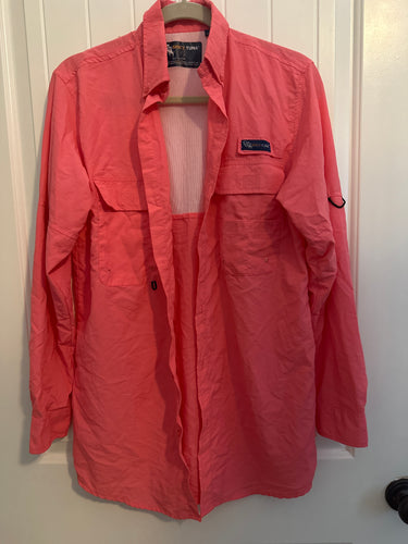 158. Neon Pink Spicy Tuna Fishing Shirt Size S (VGUC)