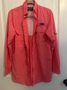 158. Neon Pink Spicy Tuna Fishing Shirt Size S (VGUC)